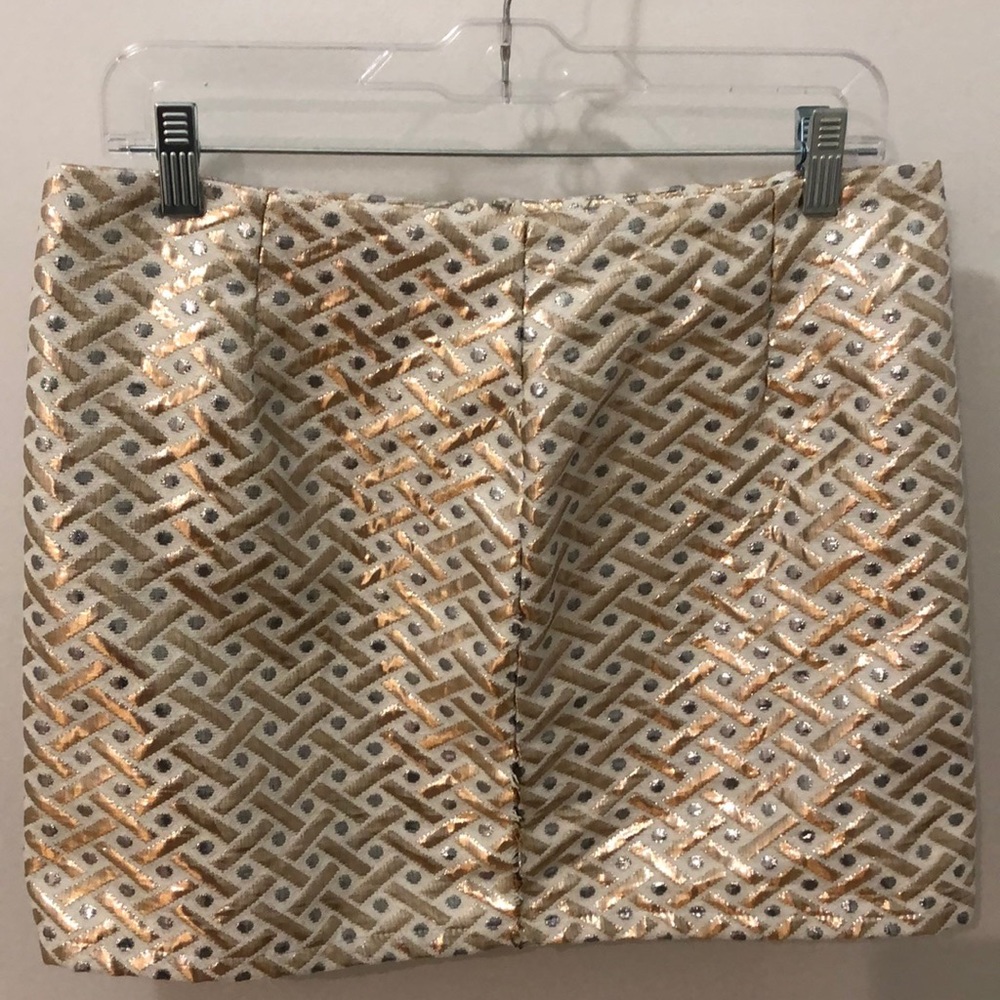 Ya Los Angeles Cream Gold and Silver Design Skirt